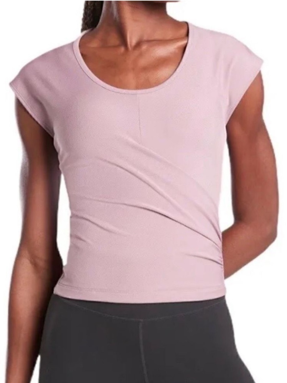 Athleta Bayview cap sleeve faux wrap top mauve size small